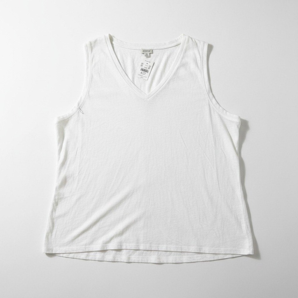 J.Crew 2X White V-Neck Tank Top Womens Casual Coastal NWT